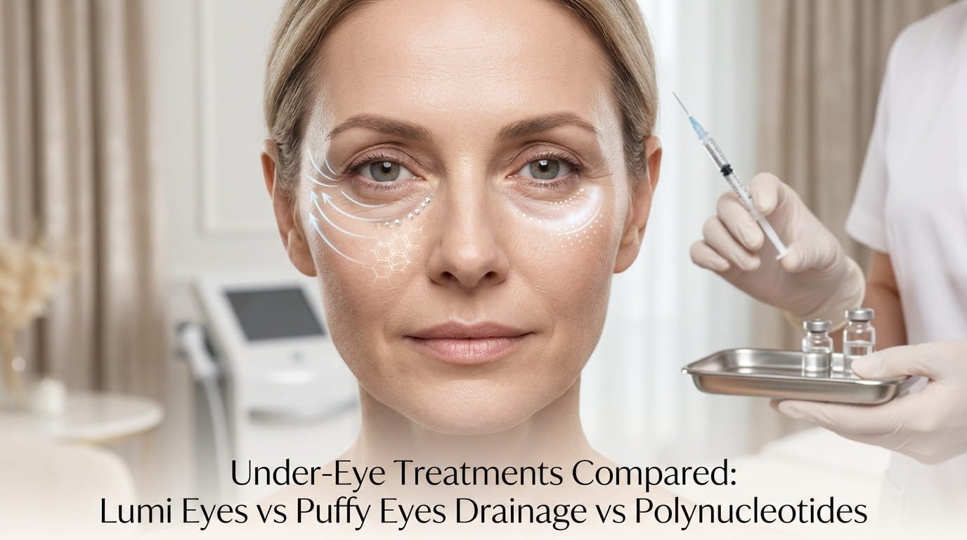 Under-Eye Treatments Compared: Lumi Eyes vs Puffy Eyes Drainage vs Polynucleotides